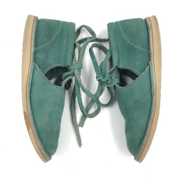 Wild Soles Green Leather Vintage Handmade Moccasins size 5 - Picture 5 of 10
